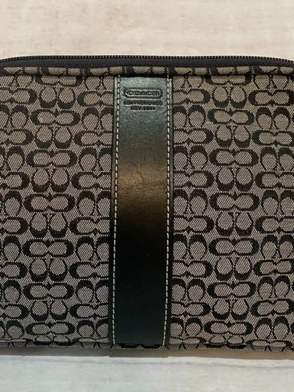 Authentic VINTAGE Coach Canvas Leather Monogram Makeup Bag